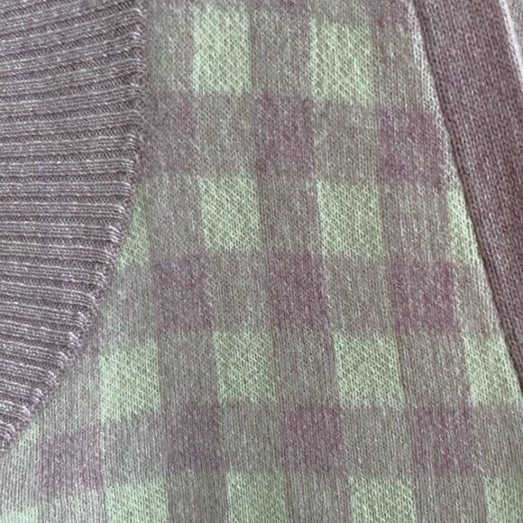 Charter Club Pink Cream Cashmere Vest Gingham Sz Medium - Picture 5 of 7